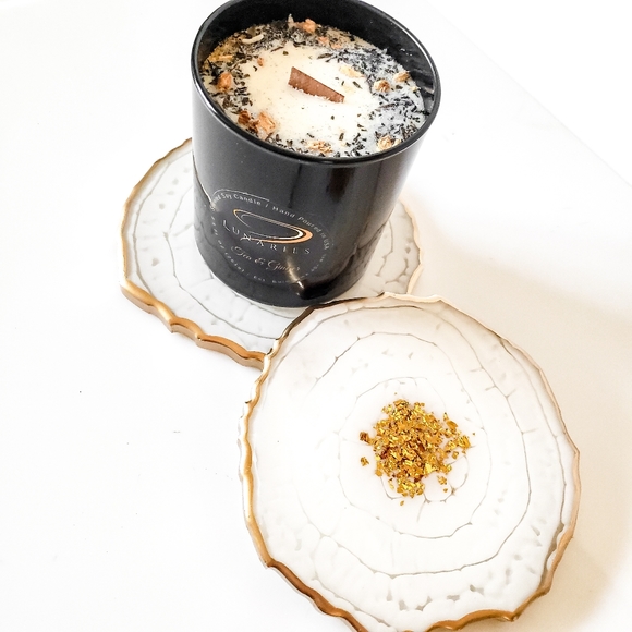 Resin Candle Accent, Large Coaster, Handmade - Picture 6 of 7